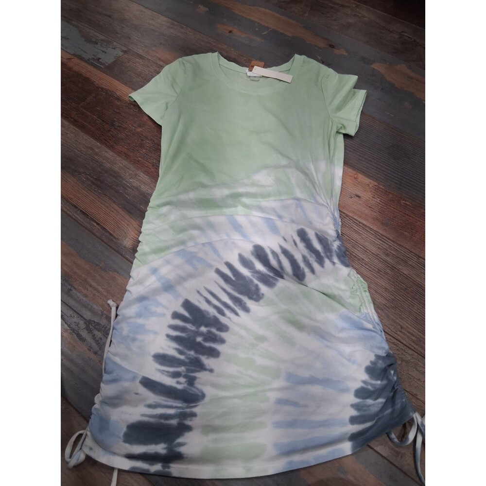Victoria Secret PINK Green Dress/SWIM COVERUP XS Grn Tie Dye Scrunch Sides B23